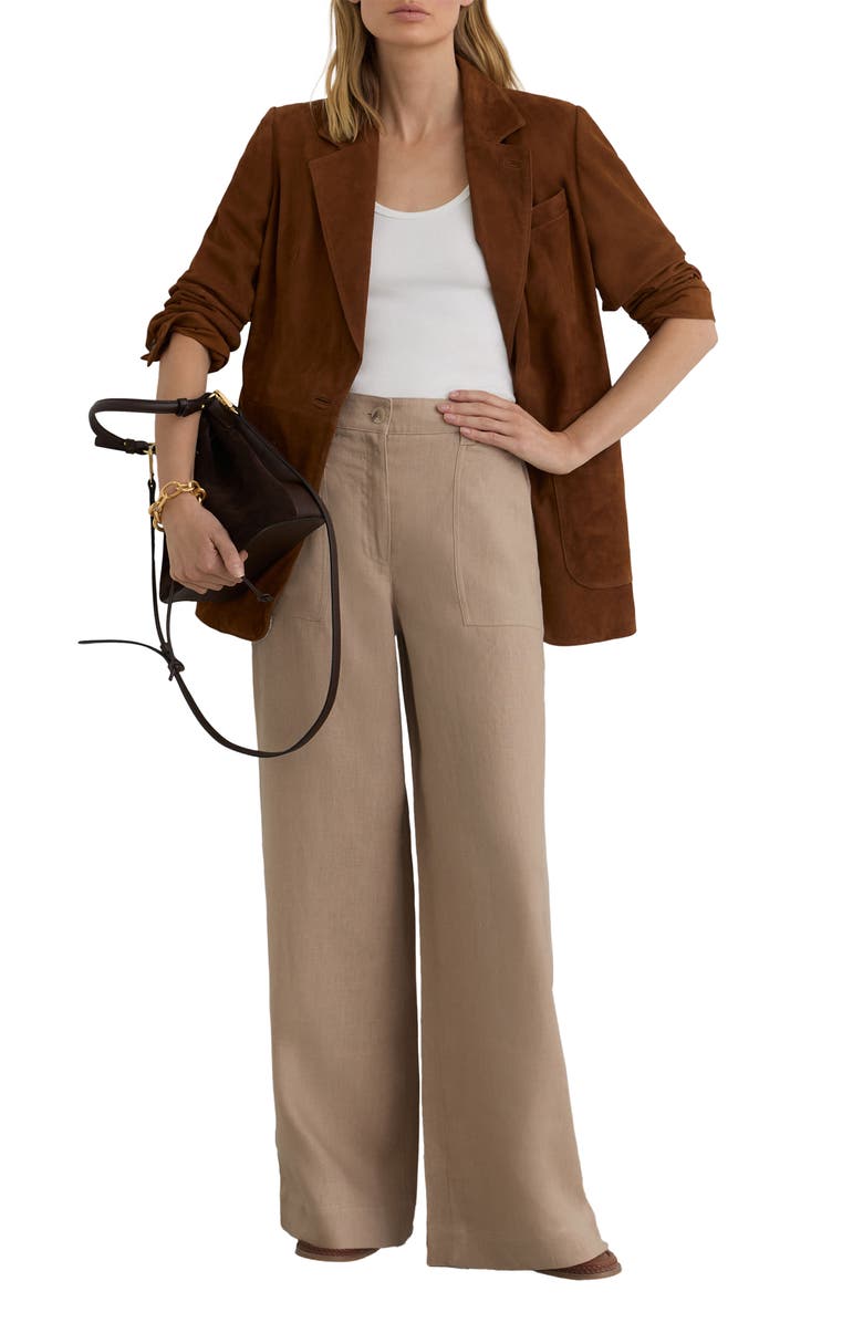 Reiss Ashby Wide Leg Linen Pants, Alternate, color, Neutral