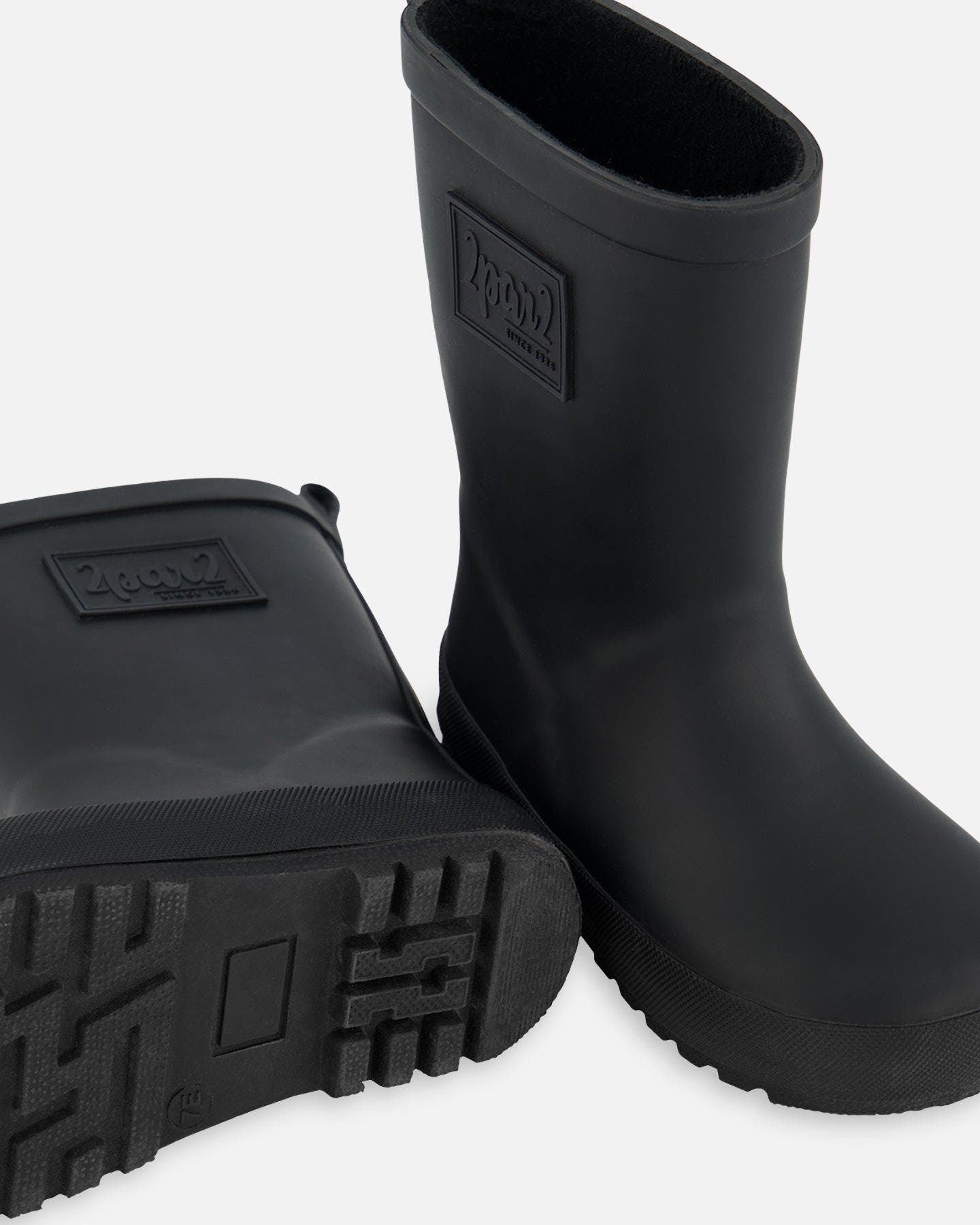 Deux par Deux Gender Inclusive Waterproof Rain Boots in Natural Rubber, Alternate, color, Black