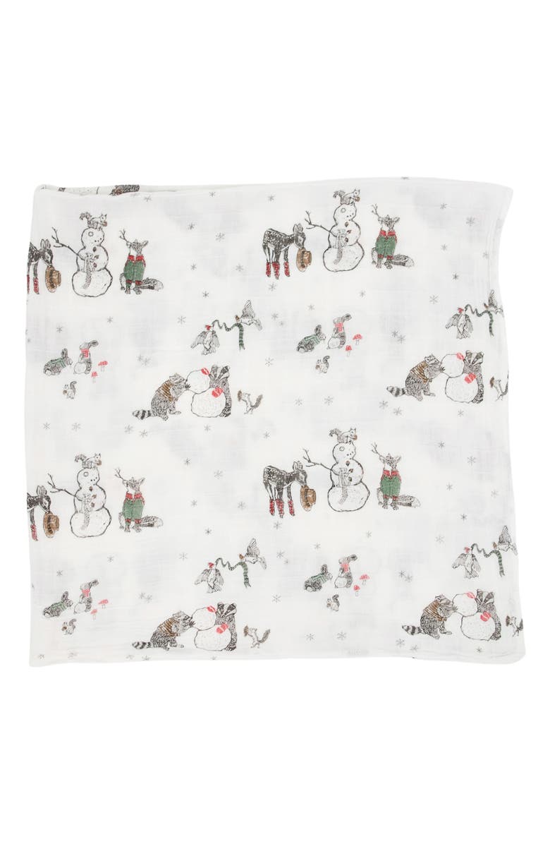 little unicorn Cotton Muslin Swaddle Blanket, Alternate, color, Snow Day
