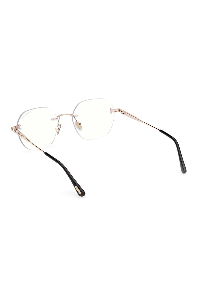 52mm Geometric Optical Glasses, Alternate, color, SHINY ROSE GOLD / SHINY BLACK