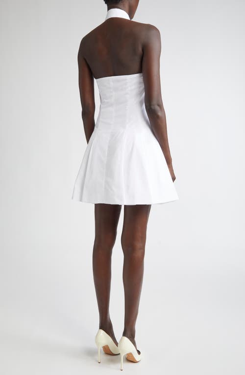 Balmain Flared Cotton-poplin Halter-neck Mini Shirt Dress In White