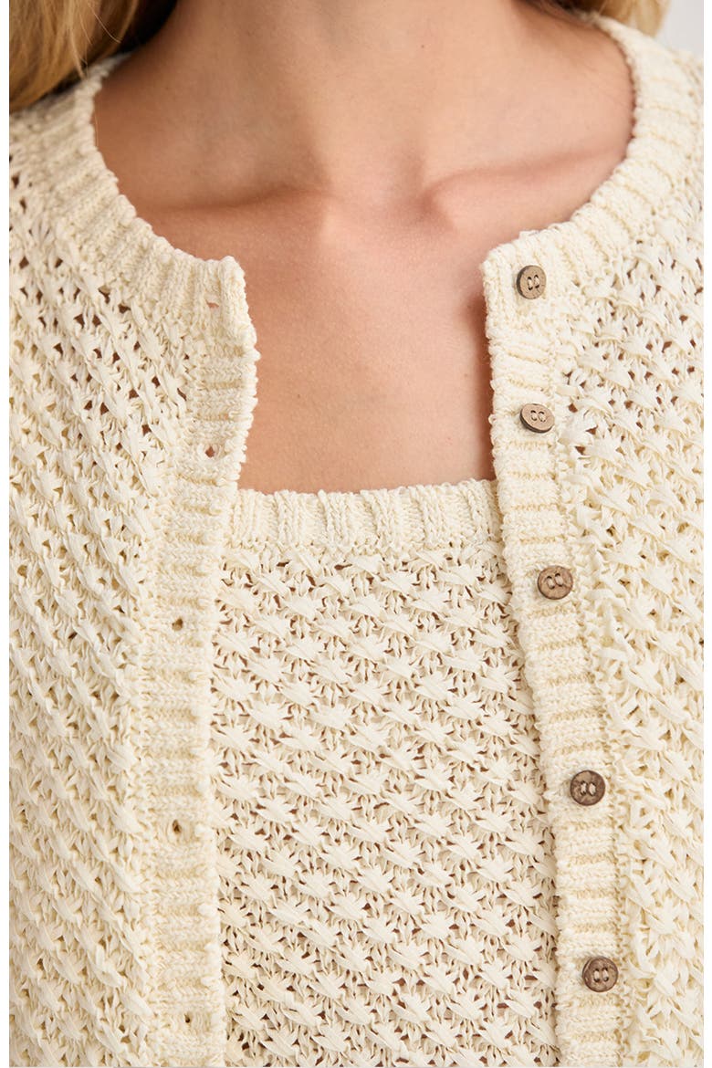 Basket Weave Knit Cardigan Tank Two Piece  Set, Alternate, color, Cream