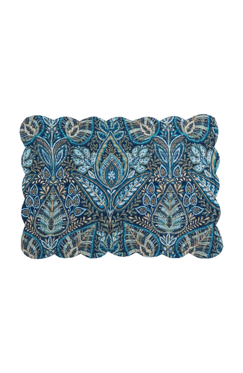C&F Home Bailey Blue Reversible Machine Washable Scallop Quilt Placemats Set of 6, Alternate, color, Blue