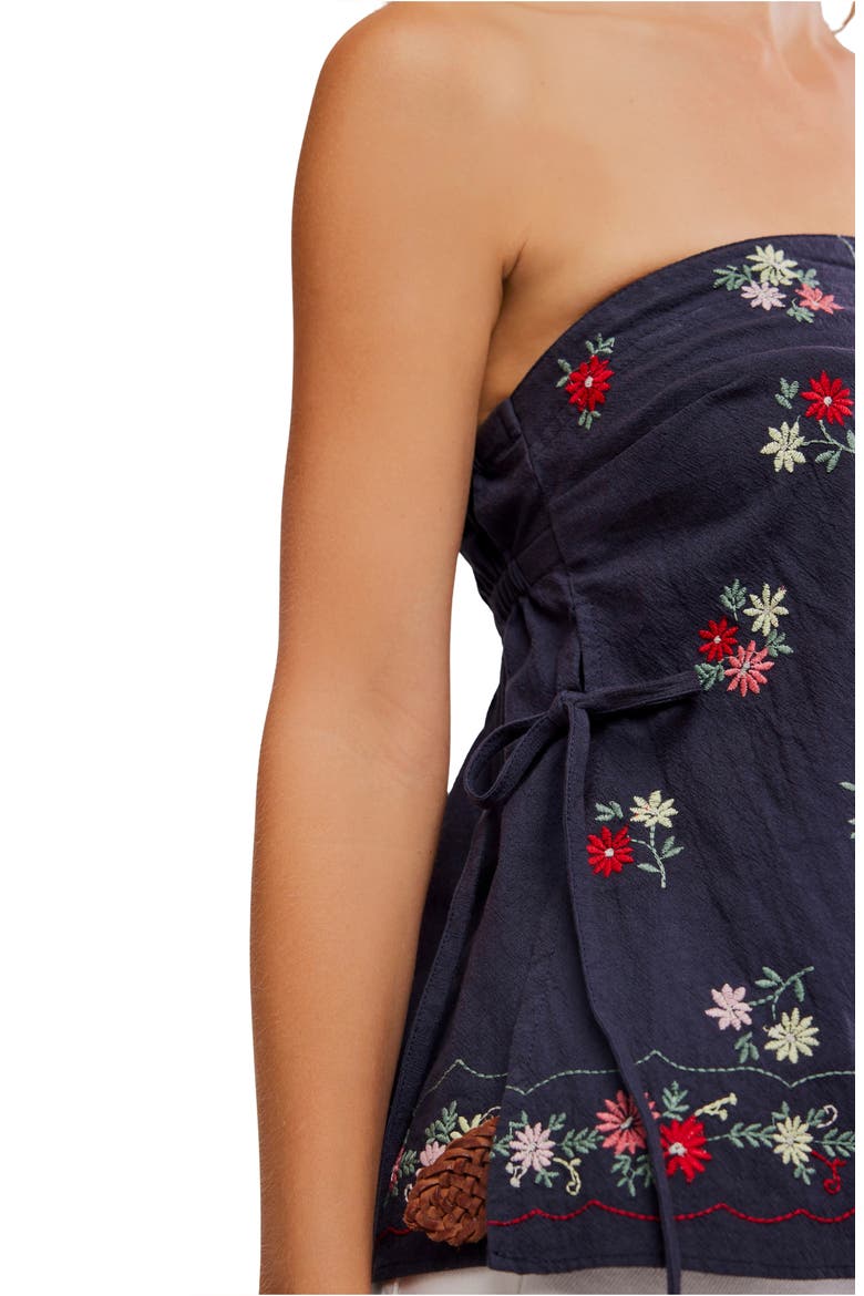 Doily Days Embroidered Strapless Cotton Top, Alternate, color, NAVY COMBO