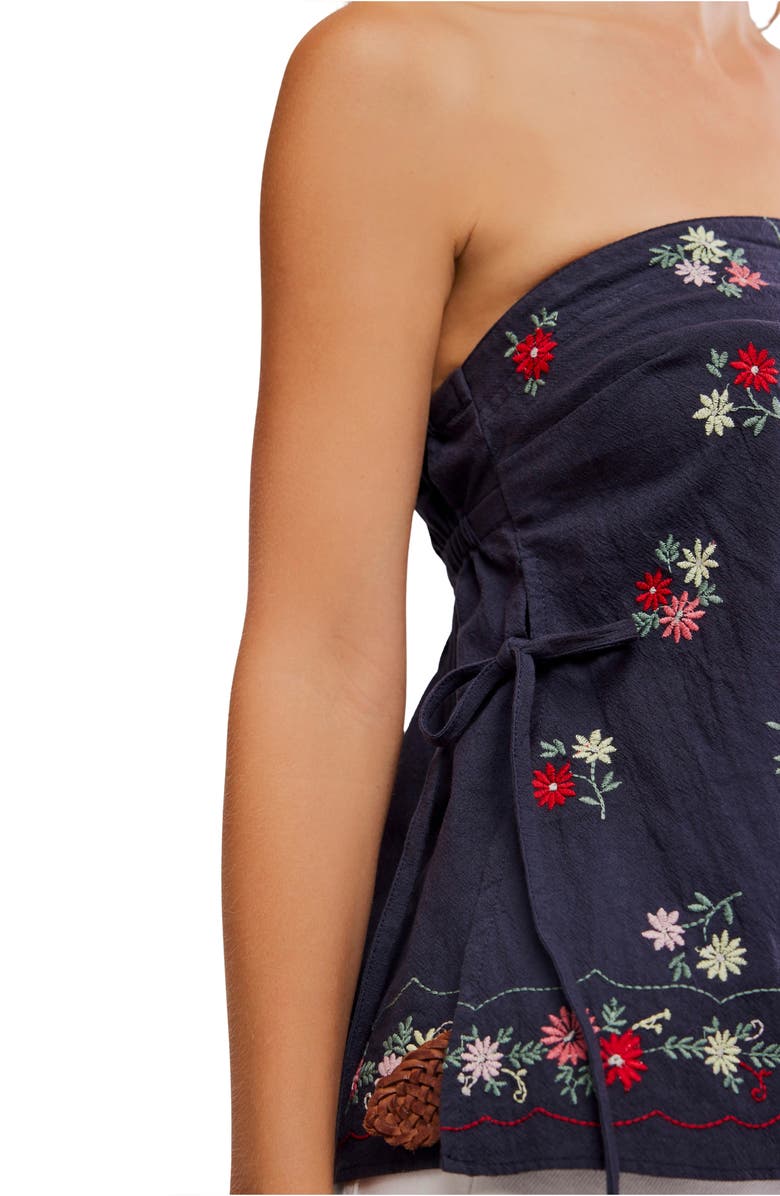 Free People Doily Days Embroidered Strapless Cotton Top, Alternate, color, Navy Combo