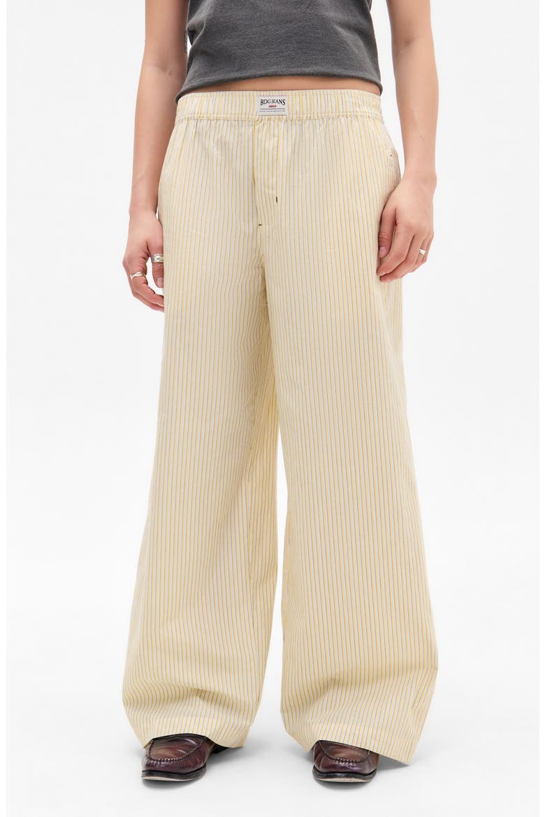 Stripe Cotton Straight Leg Pants, Main, color, YELLOW