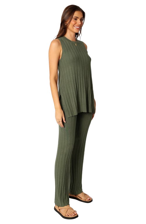 Petal And Pup Petal & Pup Silvie Wide Rib Sweater Tank & Straight Leg Pants Set In Green