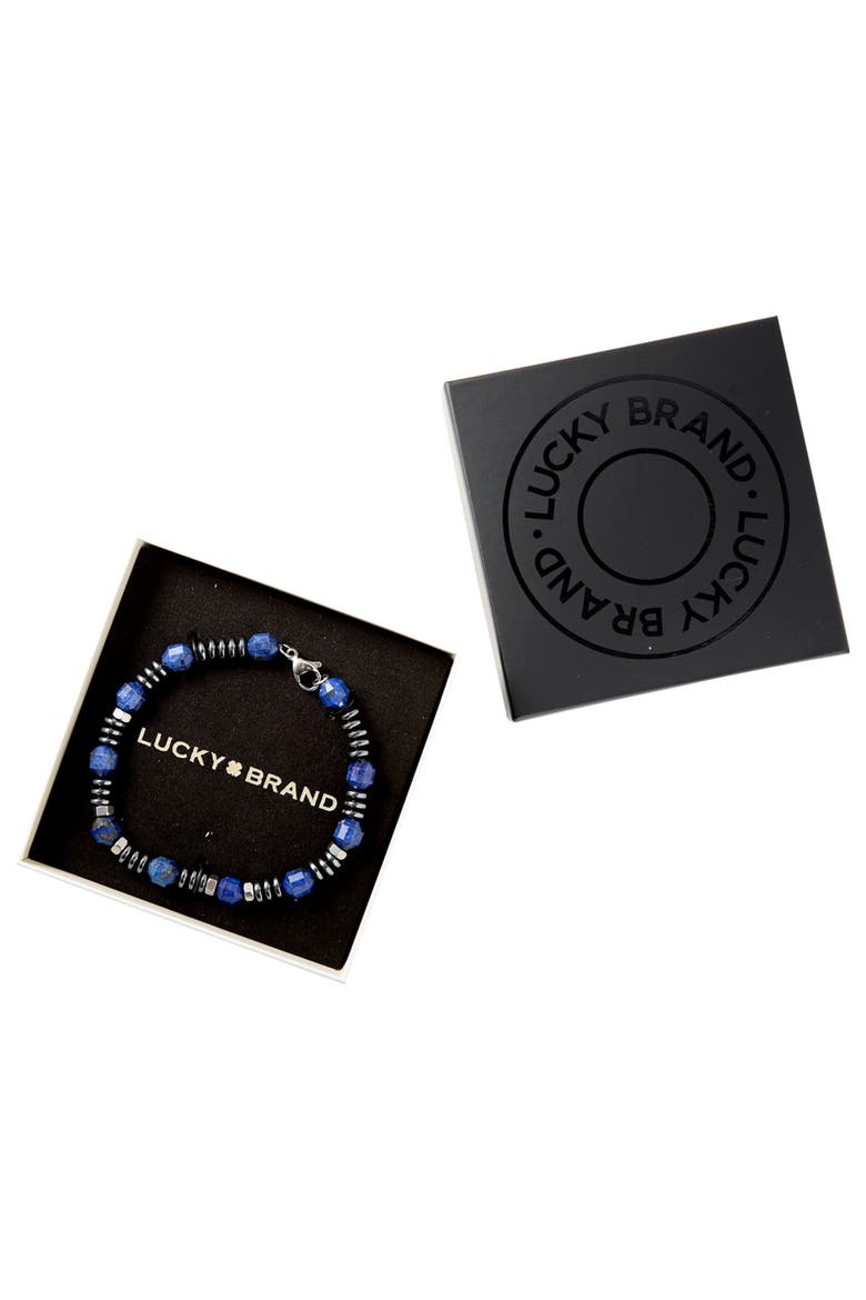 Blue and Black Beaded Bracelets for Men, Lapis and Hematite - 8.5'', Alternate, color, Blue