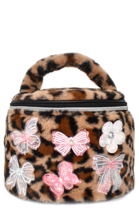 Kids' Leopard Faux Fur Train Case