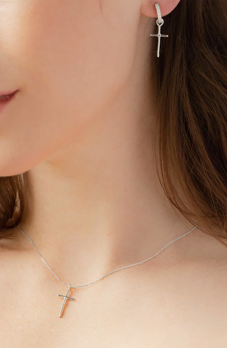 Bearfruit Jewelry Sterling Silver 18k Gold Plated Ariel Cross Mismatched Earrings Trendy, Alternate, color, Silver