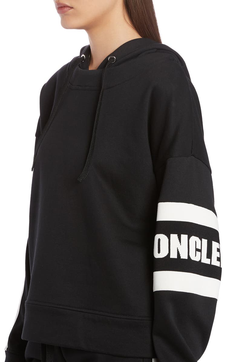 Moncler Logo Oversize Crop Cotton Blend Hoodie, Alternate, color,