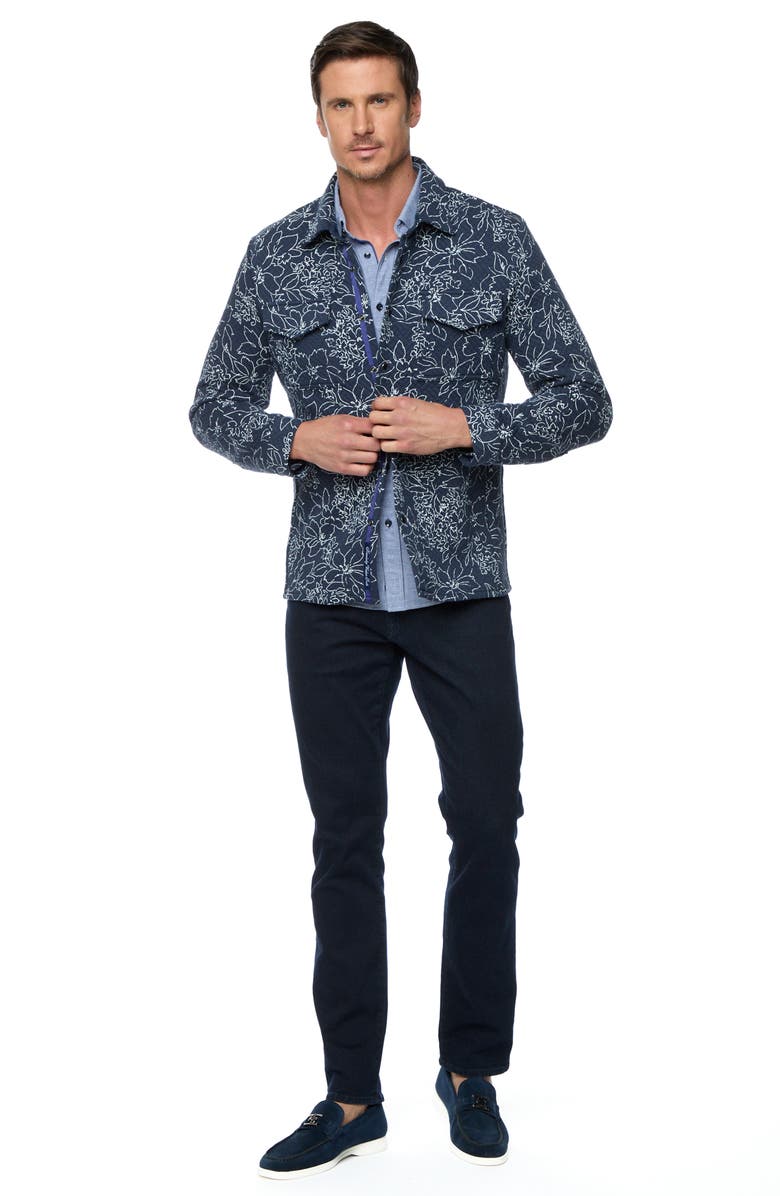 Robert Graham Kohan Quilted Knit Shirt Jacket, Alternate, color, Navy