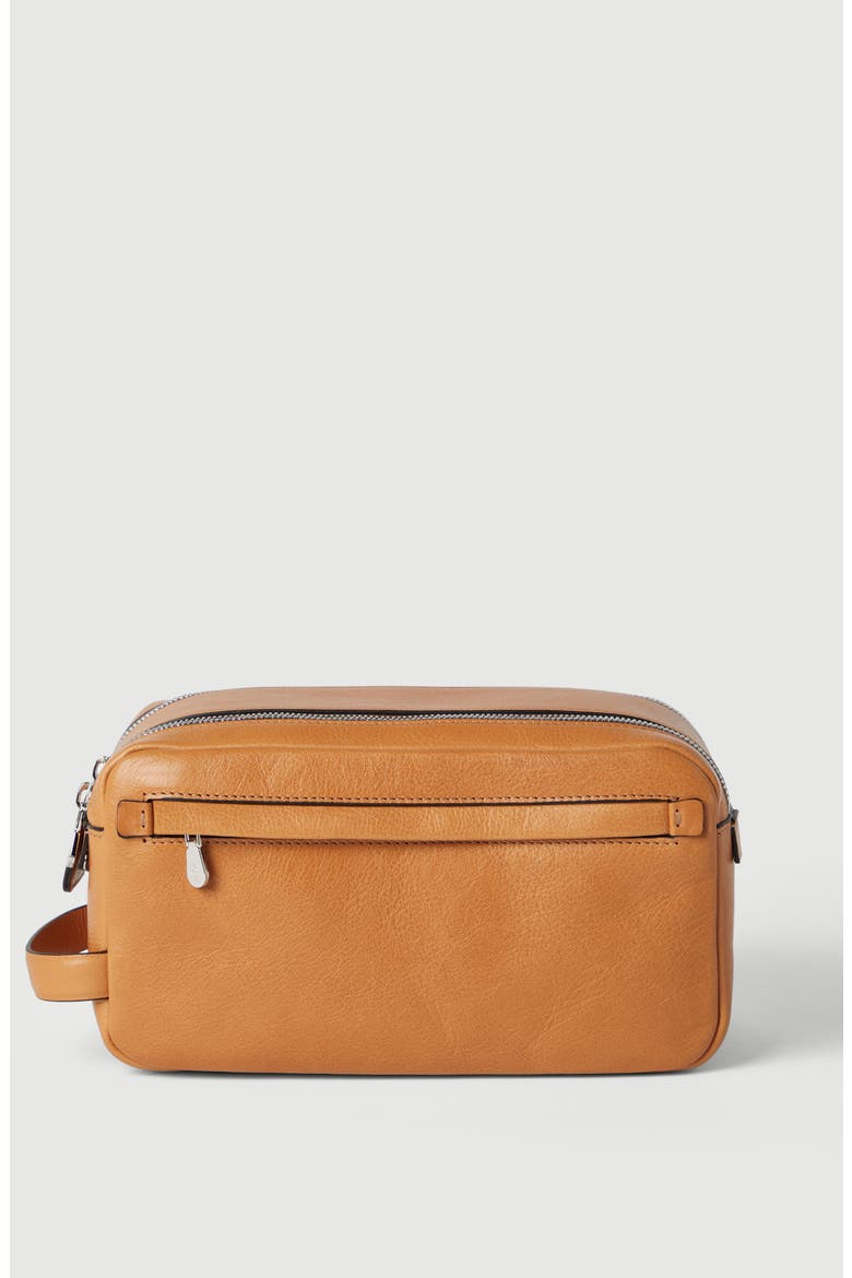 Cowhide leather beauty case, Alternate, color, Natural
