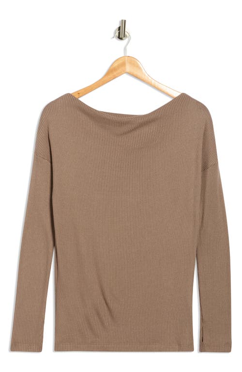 Renee C Off The Shoulder Long Sleeve Rib Knit Top In Neutral