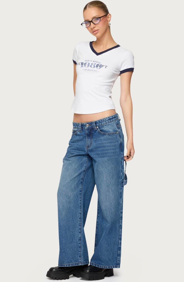 EDIKTED Low Rise Carpenter Jeans, Alternate, color, Blue