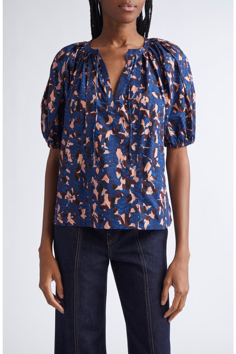 Tie Neck Puff Sleeve top, Main, color, MIRAGE
