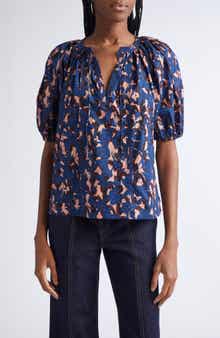 Ulla Johnson Tie Neck Puff Sleeve top