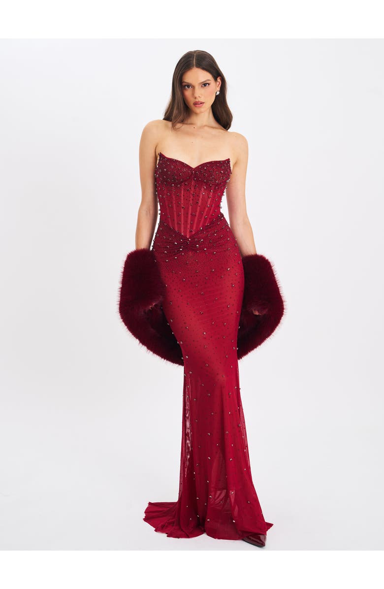 Miss Circle Jazmin Multi-wear Faux Fur Scarf, Alternate, color, Burgundy