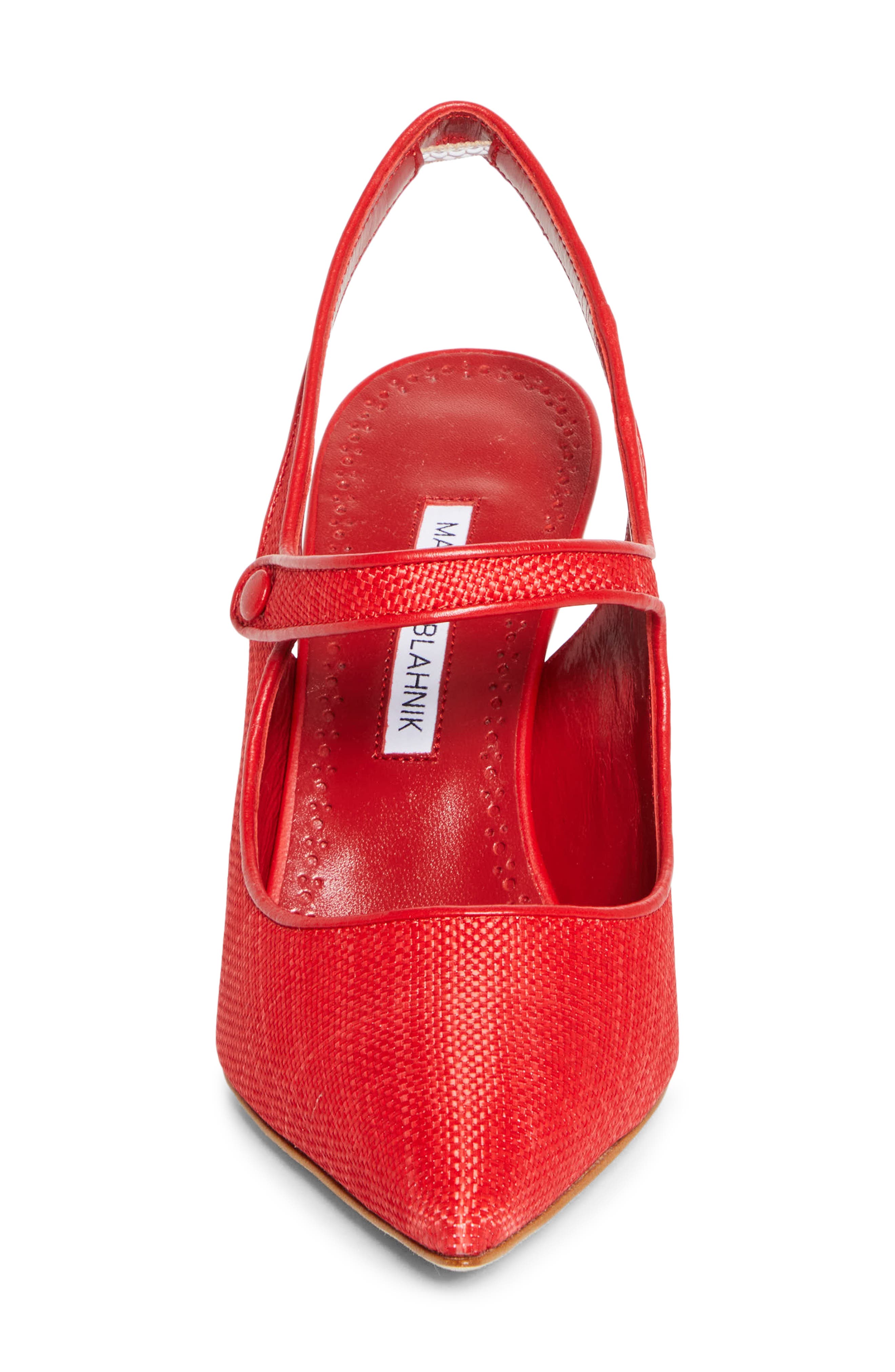 Manolo Blahnik Camparisli Pointed Toe Mary Jane Slingback Pump, Alternate, color, Bright Red/ Bright Red