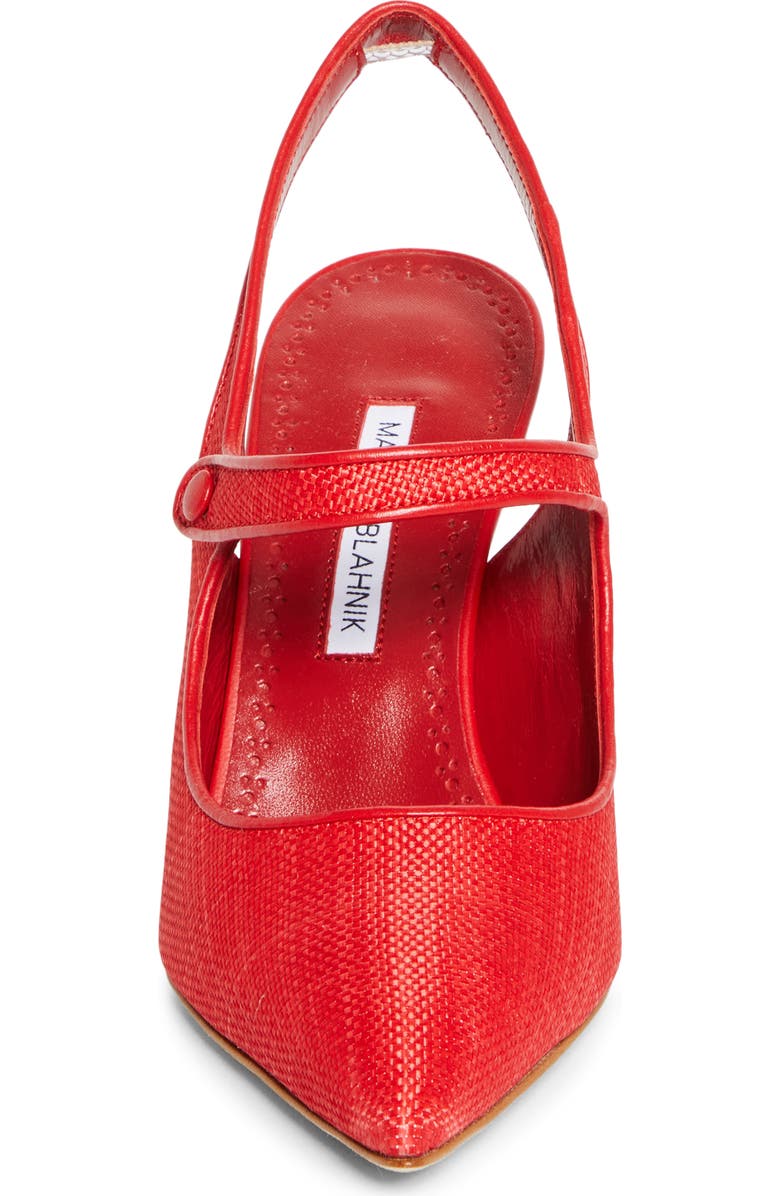 Manolo Blahnik Camparisli Pointed Toe Mary Jane Slingback Pump, Alternate, color, Bright Red/ Bright Red