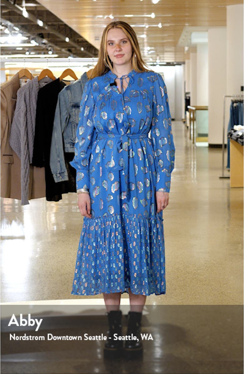 Eriana Metallic Long Sleeve Belted Maxi Dress, sales video thumbnail