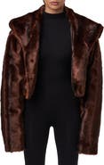 Naked Wardrobe Hooded Faux Fur Crop Jacket