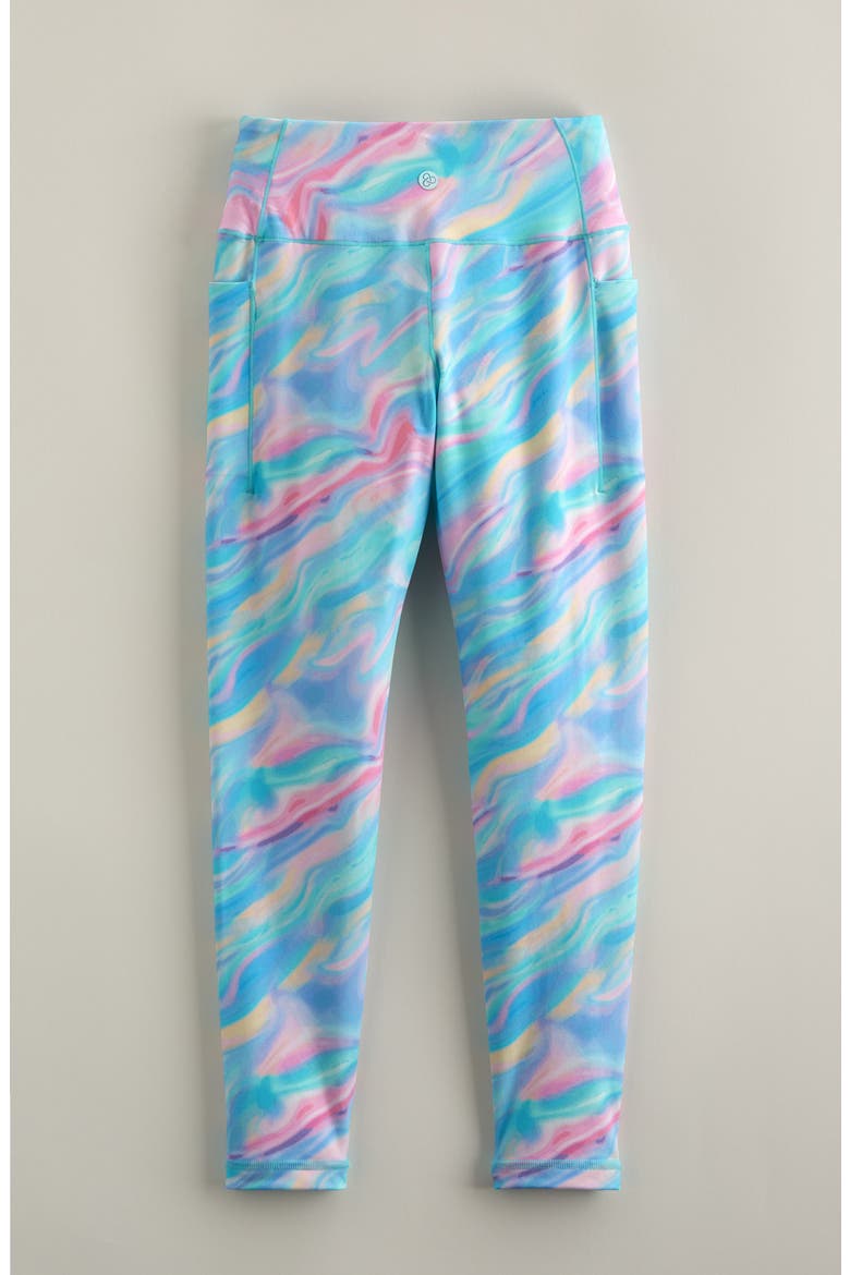 Kids' Live By High Waist Leggings, Alternate, color, TEAL TINT MOODY WAVES PRINT