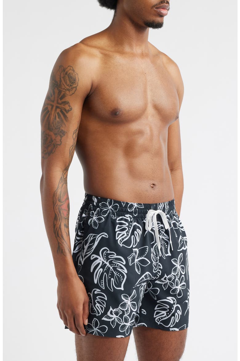 Briefly in Paradise 5.5-Inch Swim Trunks, Alternate, color, BLACK PATTERN BASE PLAIDS