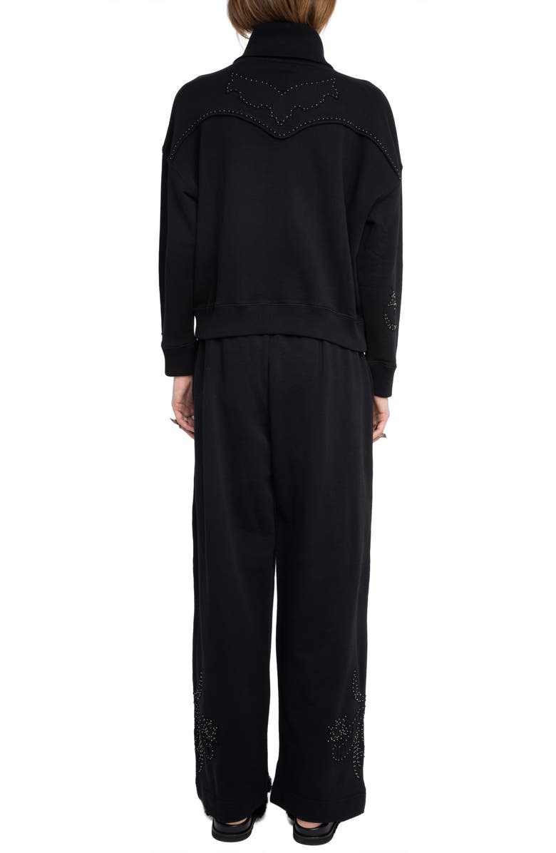 Zadig & Voltaire Milly Studded Patch Zip Sweatshirt, Alternate, color,