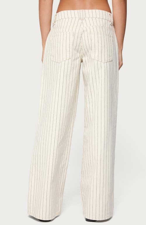 Edikted Cory Stripe Low Rise Wide Leg Jeans In White