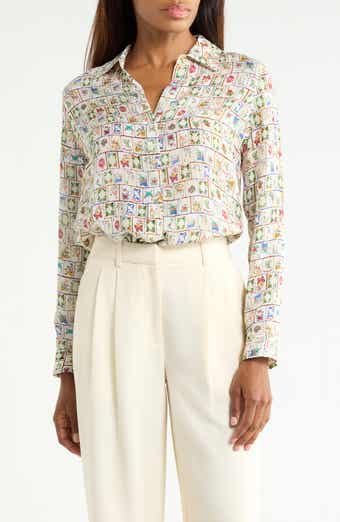 Nina Mahjong Print Silk Shirt