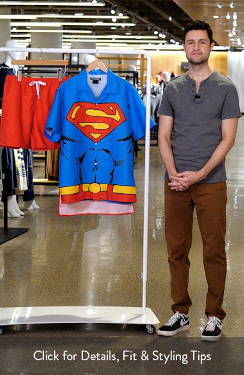 Superman Camp Shirt, Shorts & Removable Cape Set, sales video thumbnail