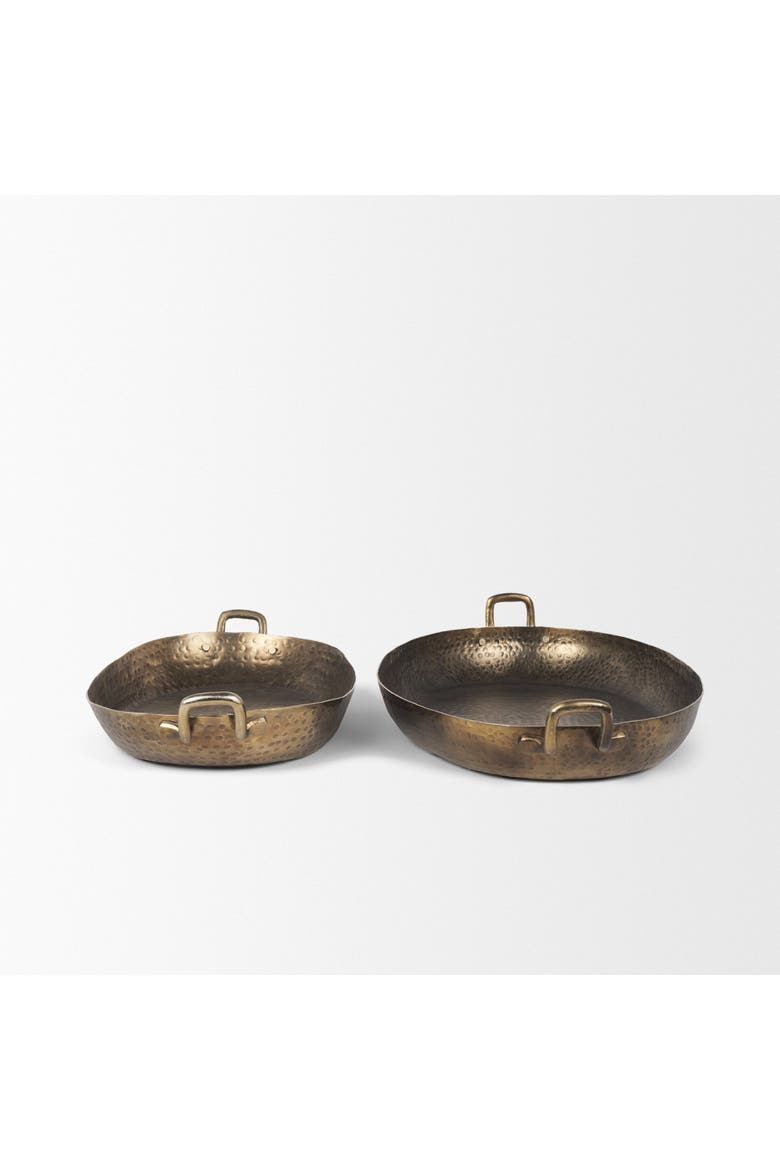 Pama Hammered Metal Decorative Trays Set of 2, Alternate, color, Gold