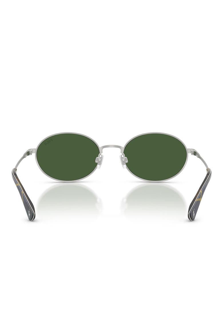 53mm Oval Sunglasses, Alternate, color, SHINY SILVER / BOTTLE GREEN
