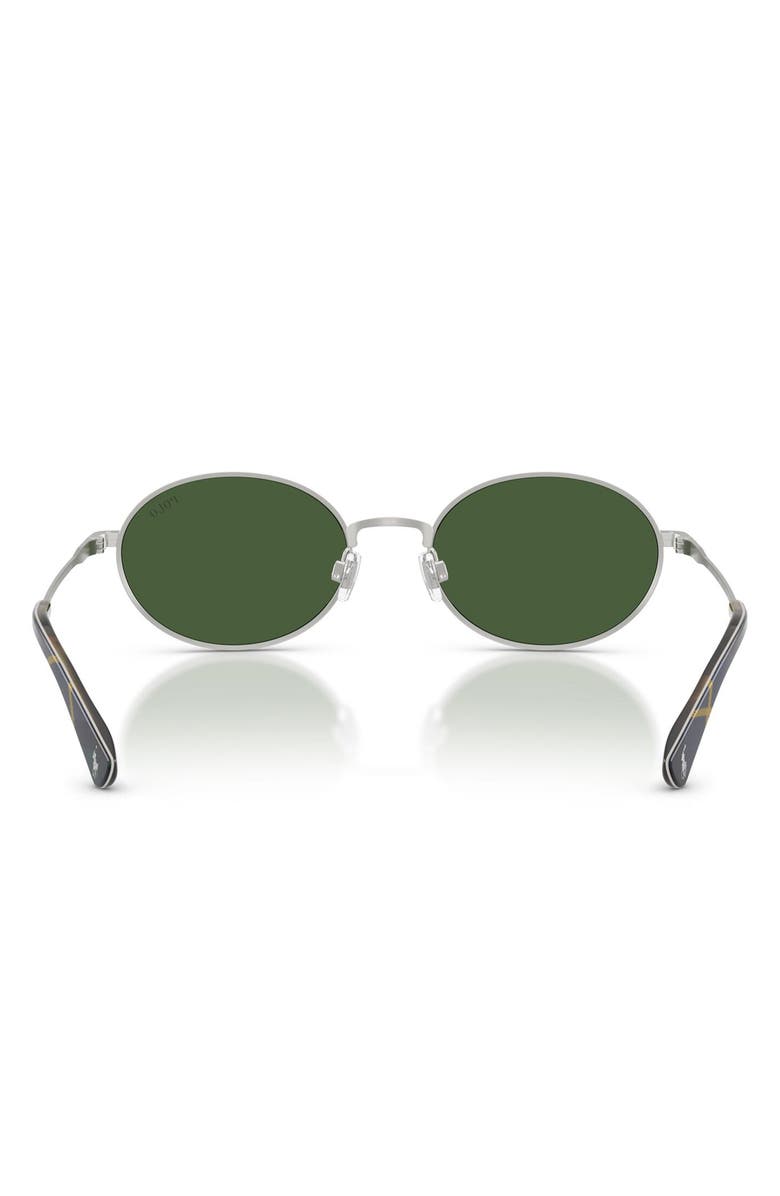 Polo Ralph Lauren 53mm Oval Sunglasses, Alternate, color, Shiny Silver / Bottle Green