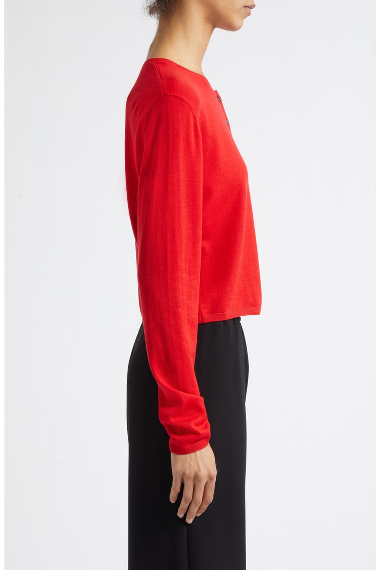 James Merino Wool Crewneck Cardigan, Alternate, color, LIPSTICK