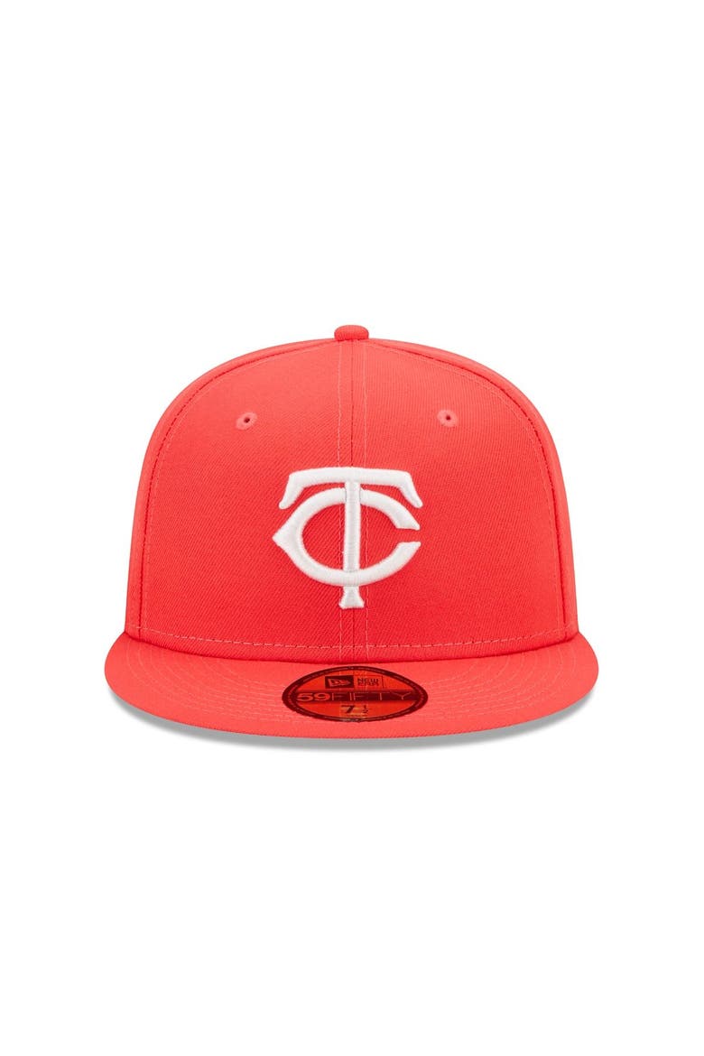 Men's New Era Red Minnesota Twins Lava Highlighter Logo 59FIFTY Fitted Hat, Alternate, color, Red