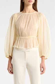 ASTR the Label Amie Peplum Sheer Chiffon Top