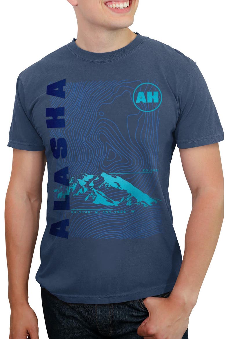 Men's Lost Gods Alaska Coordinates Poster  Graphic T-Shirt, Main, color, Denim