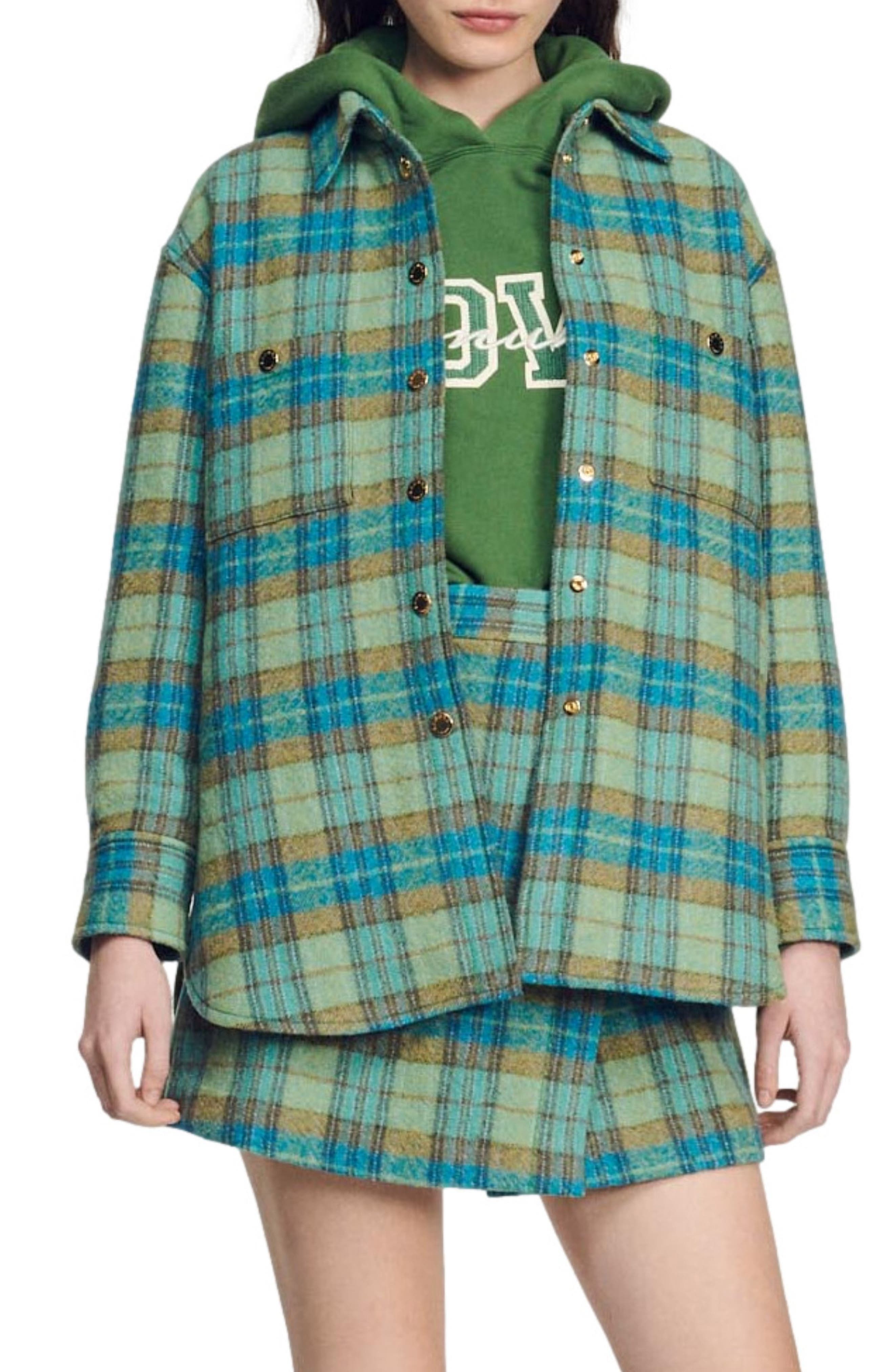 SANDRO Kenneth Plaid Virgin Wool Jacket