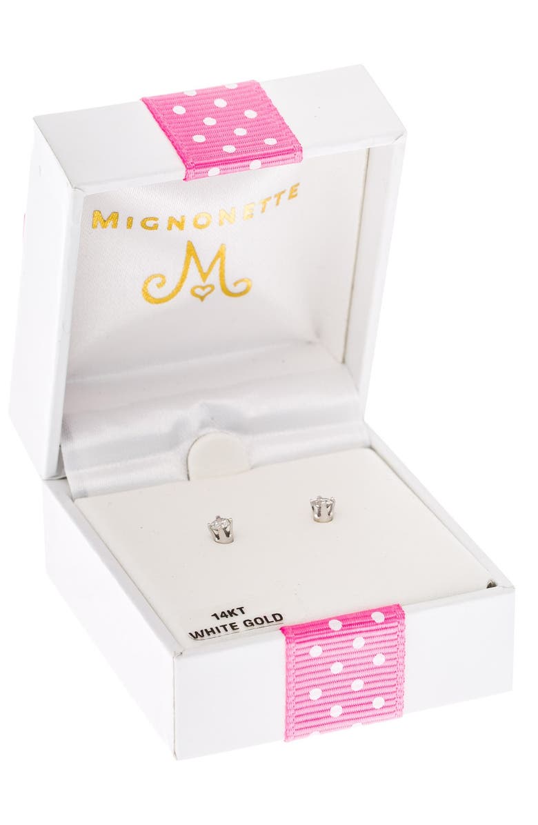 Mignonette 14k Gold & Diamond Stud Earrings, Alternate, color, Silver