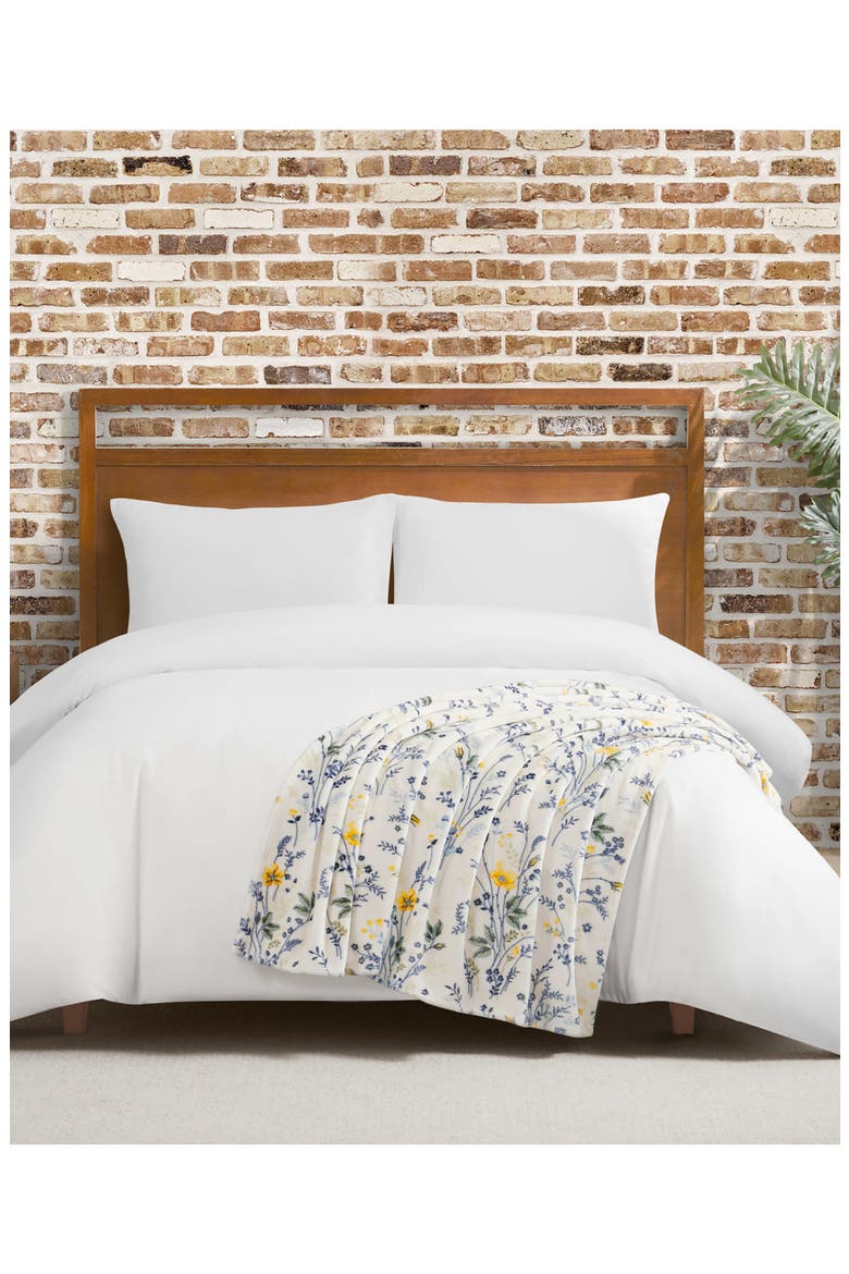 Wildflower Faux Shearling Throw Blanket, Alternate, color, YELLOW FLORAL