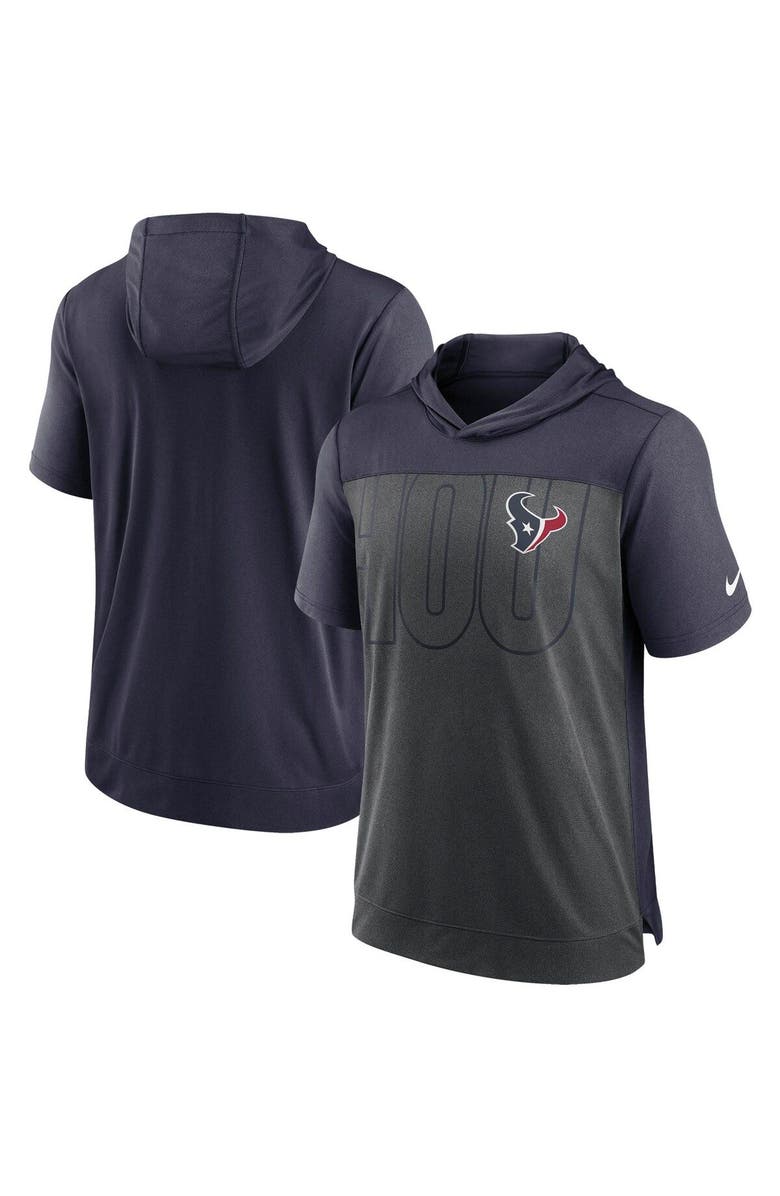 Nike Men's Nike Heathered Charcoal/Navy Houston Texans Performance Hoodie T-Shirt, Main, color, 