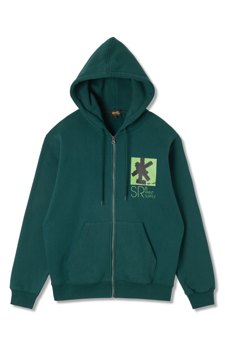 STAN RAY Brush Squares Graphic Zip Hoodie, Main, color, Botanical Green