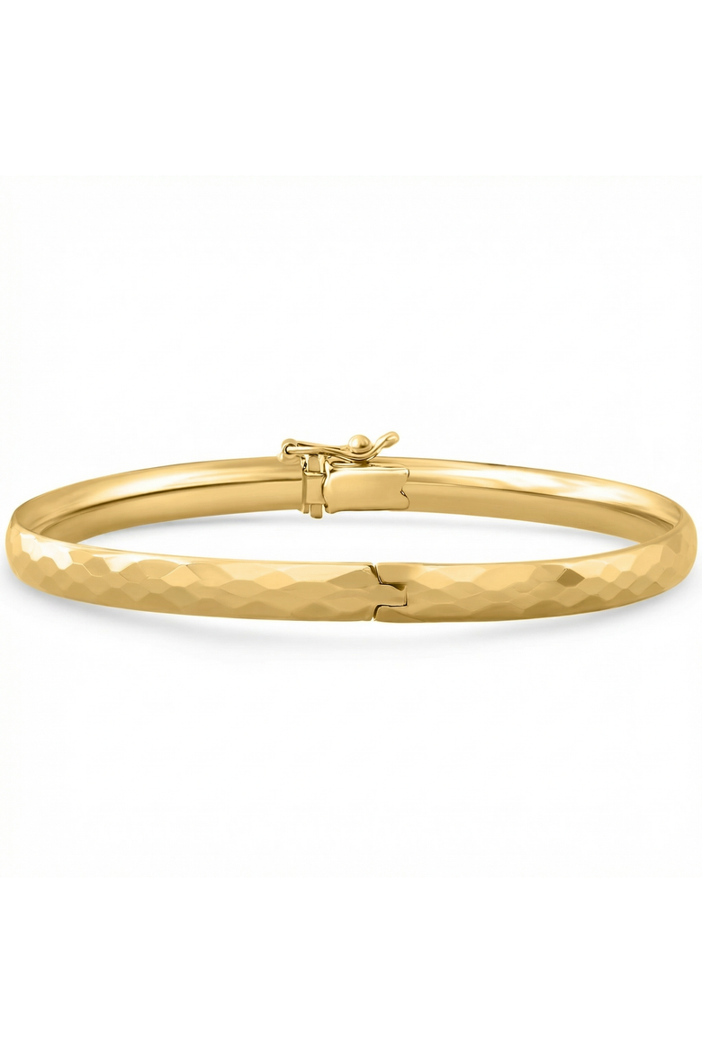 5mm Hammered Bangle Bracelet 18k Gold Over Silver, Alternate, color, 18k Yellow Gold
