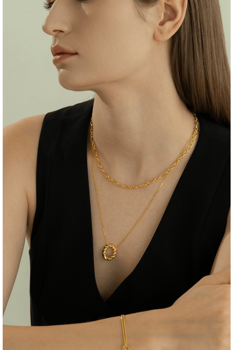 18K Gold Plated Sterling Silver Luxe Necklace Layers Set Gift Idea, Alternate, color, Gold