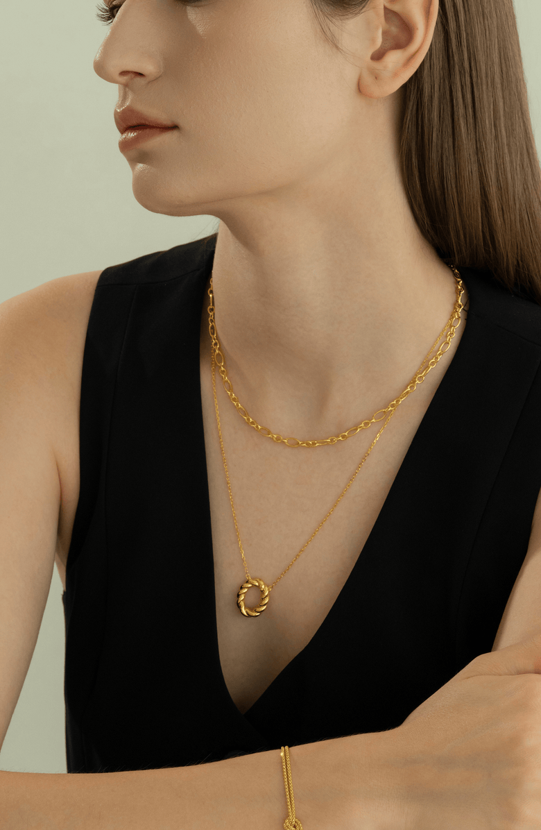 Bearfruit Jewelry 18K Gold Plated Sterling Silver Luxe Necklace Layers Set Holiday Gift Idea, Alternate, color, Gold