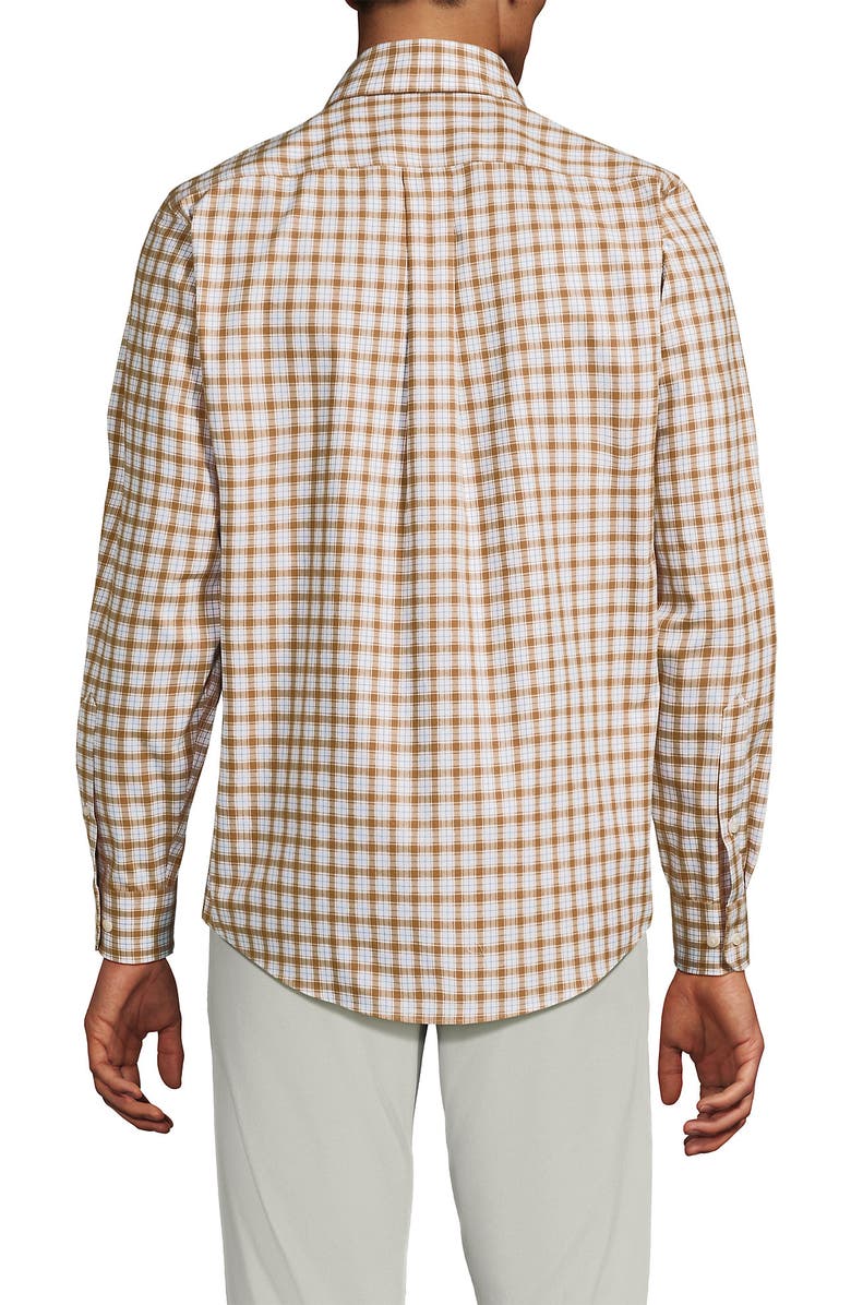 Lands' End Traditional Fit No Iron Twill Shirt, Alternate, color, Canyon Camel/Blue Plaid