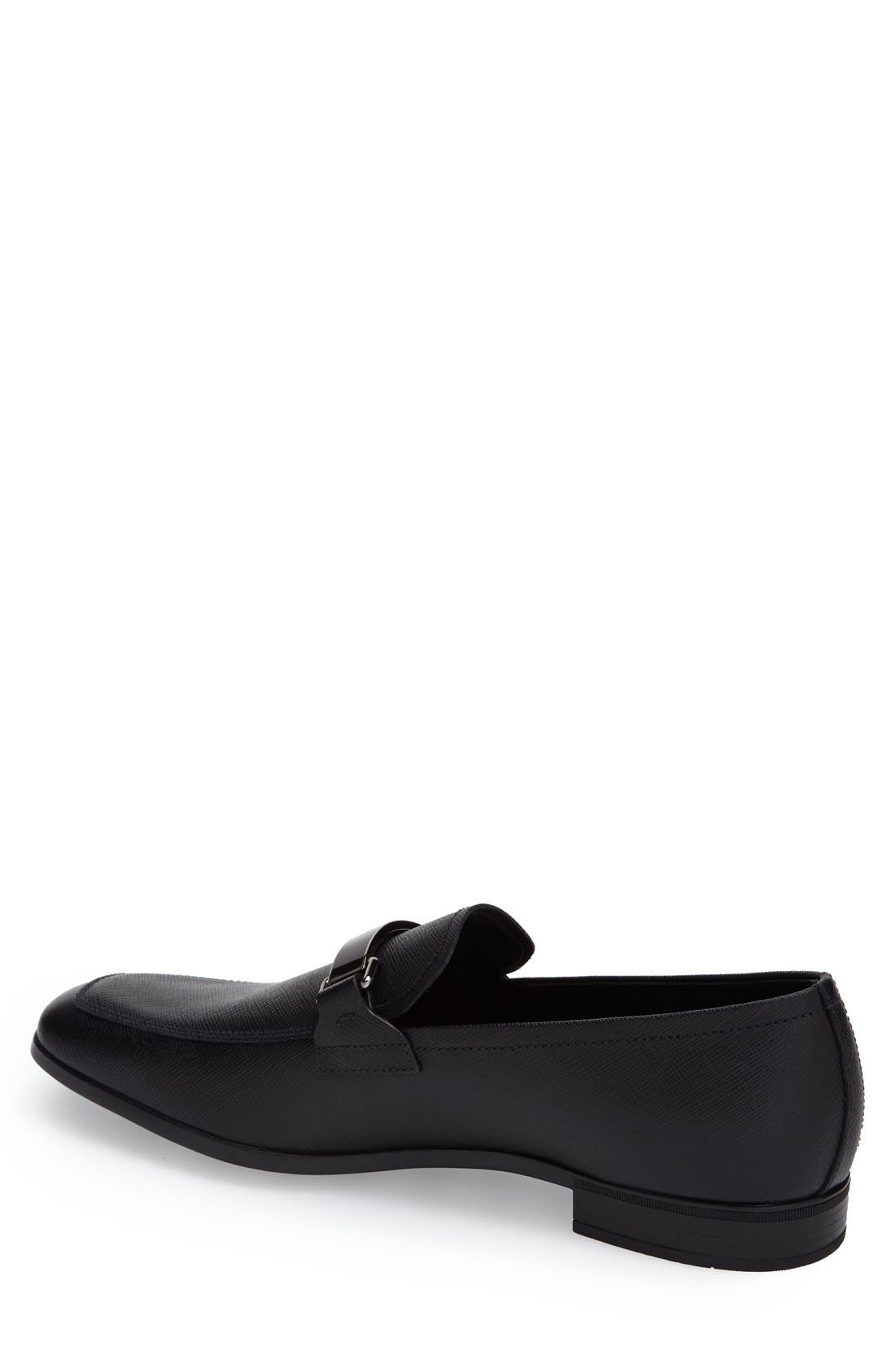 Prada Saffiano Leather Bit Loafer, Alternate, color, 