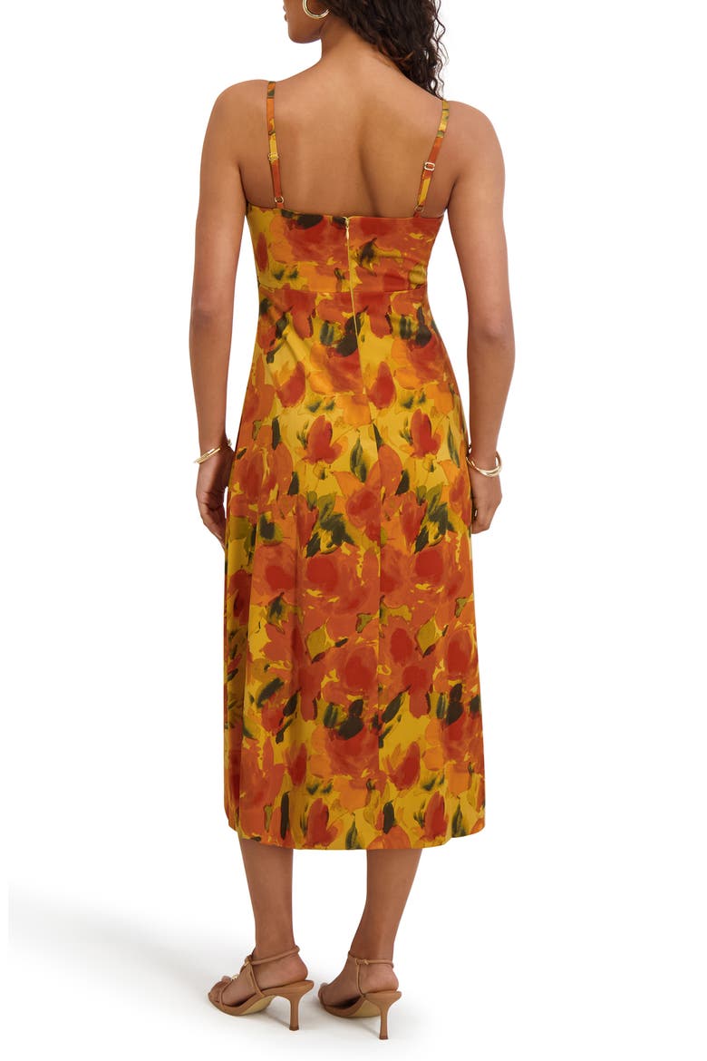 Printed Satin Midi Dress, Alternate, color, MULTI